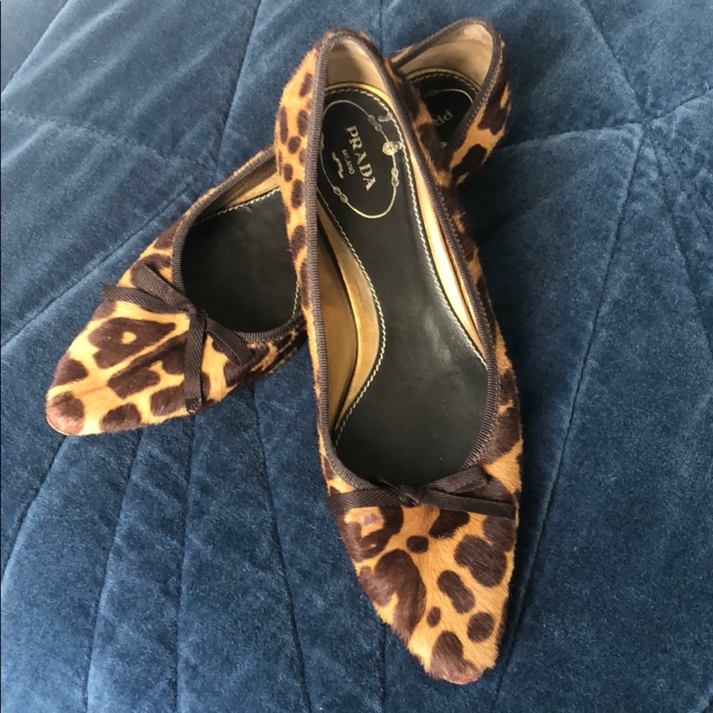 PRADA leopard cowhide flats